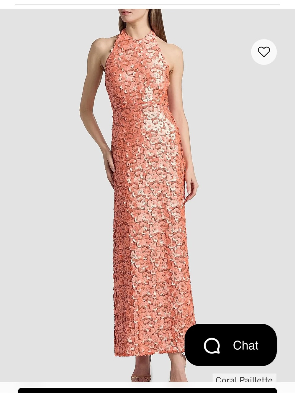 Ramy Brook Coral Sequin Halter Maxi Gown